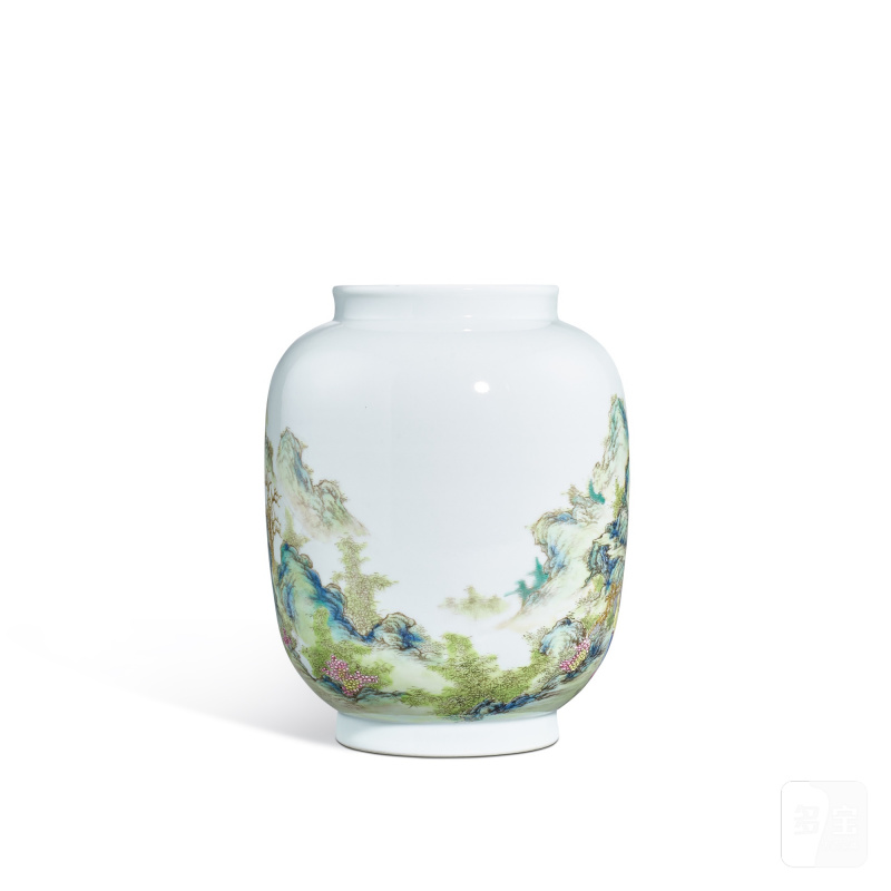 A famille-rose 'landscape' vase, Jingyuan Tang hall mark, Republican period | 民國 粉彩攜琴訪友圖燈籠瓶 《靜遠堂製》款 - 图2